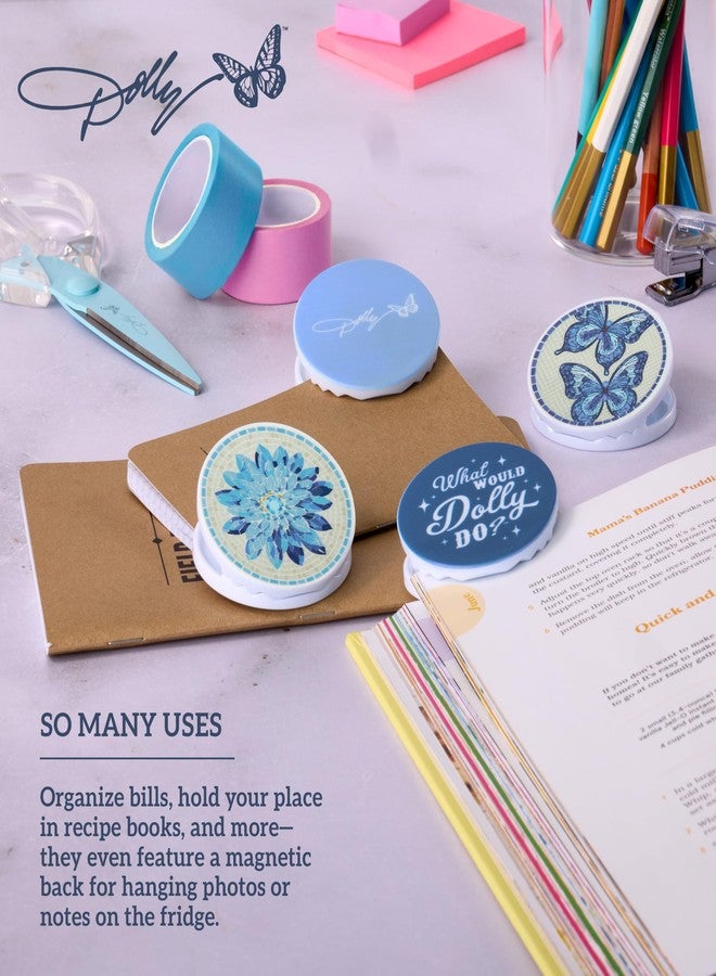 Dolly Parton Decorative Magnetic Bag Clips for Chips, Snacks and More, BPA-Free Plastic with Strong Grip, Dolly-Inspired Designs for Kitchen and Home, Set of 4, Blue - Image 5